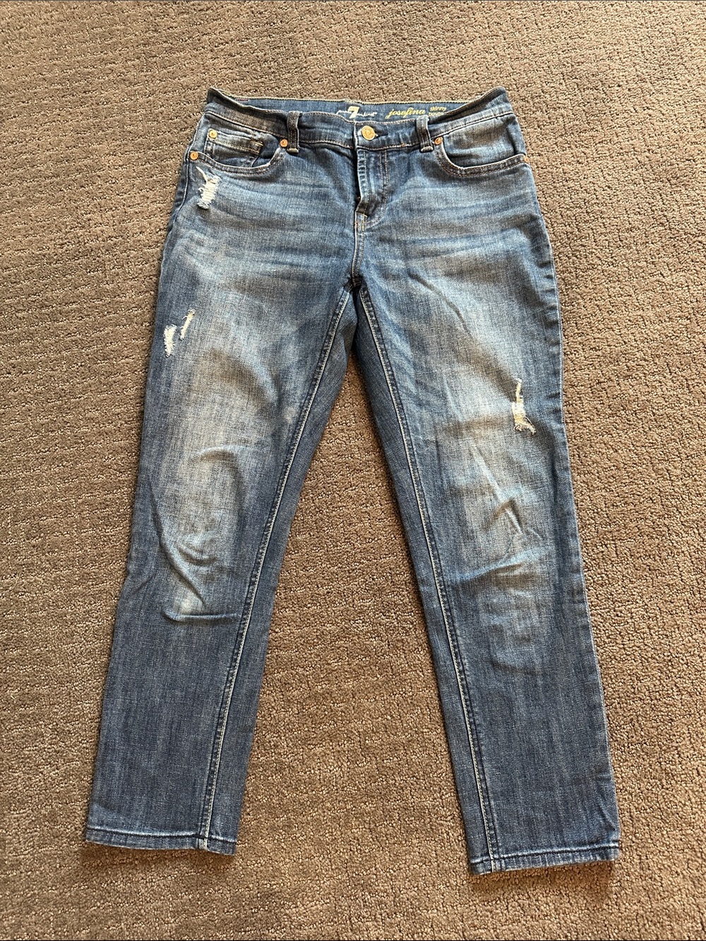 7 For All Mankind Faded Blue Distressed Kids Jeans